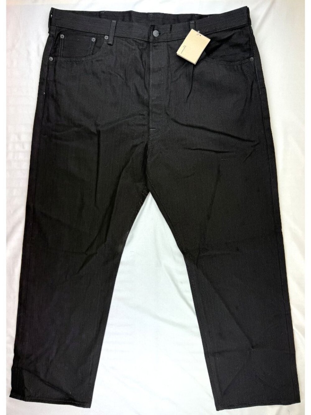 NWT Levis 501xx Original Black Denim Jeans Mens 42x30 Straight Button Fly Stretc - Picture 1 of 13